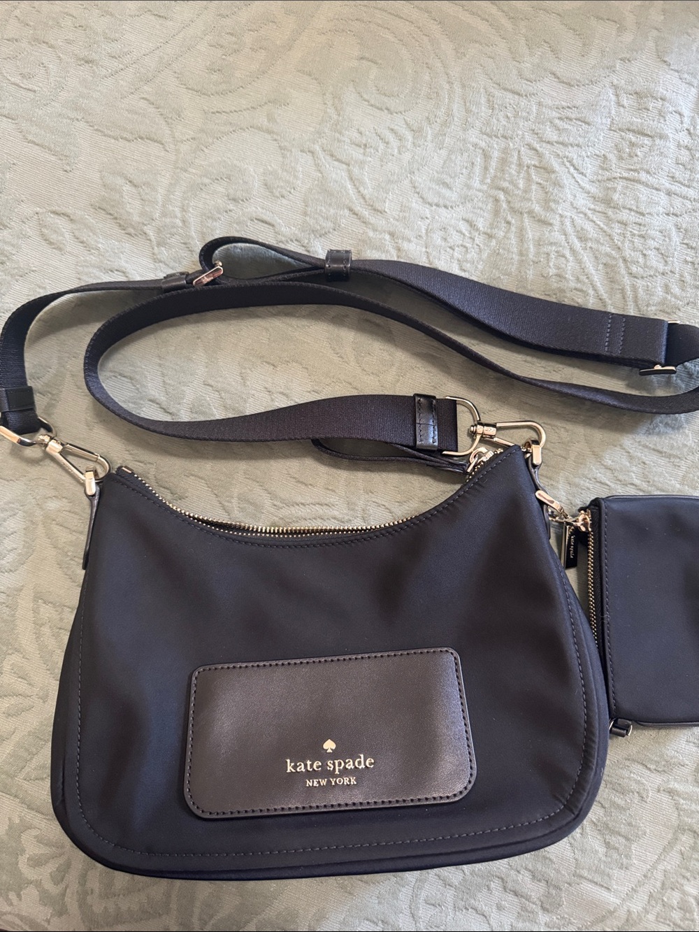 kate spade black crossbody with gold hardware